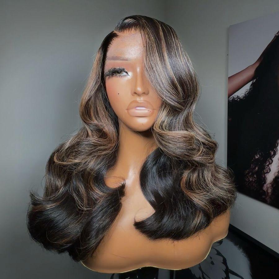 WOWANGEL 1B/27 Highlight 7X6 Drawstring Glueless Wigs HD Lace Wigs - wowangel