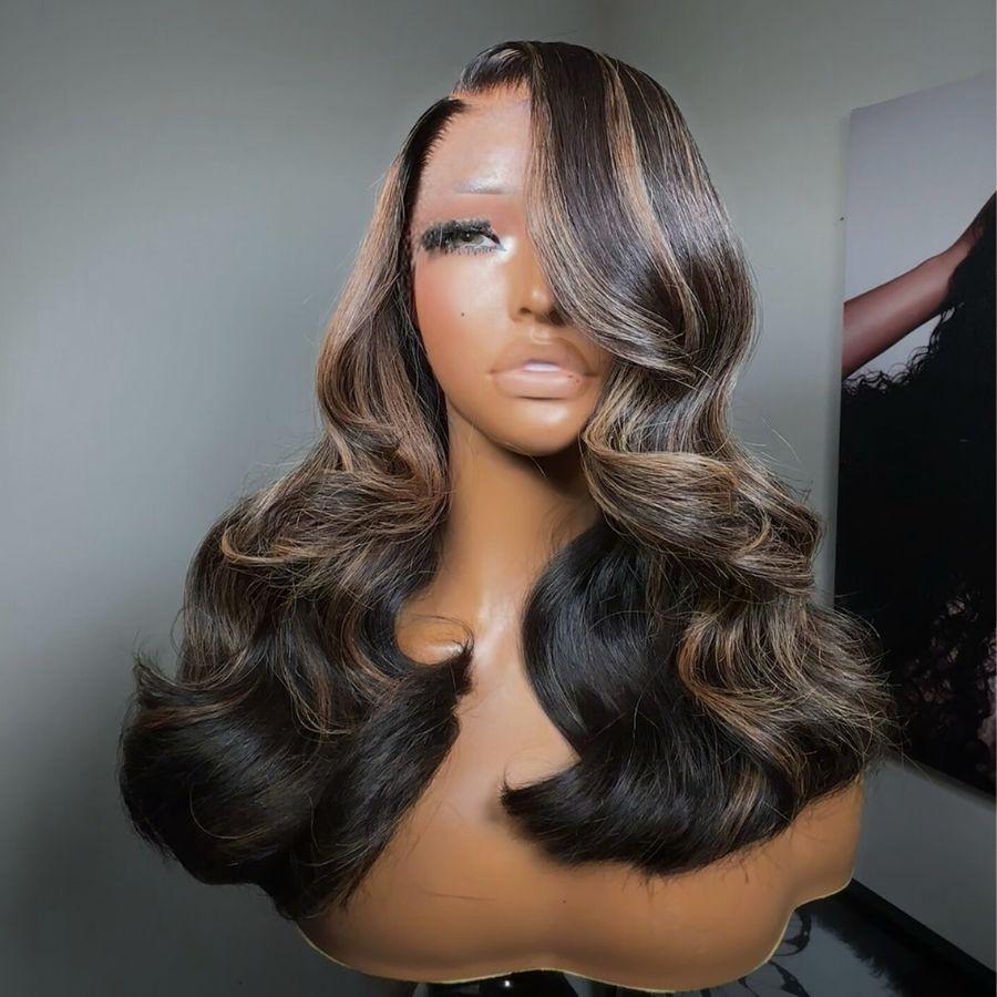 WOWANGEL 1B/27 Highlight 7X6 Drawstring Glueless Wigs HD Lace Wigs - wowangel