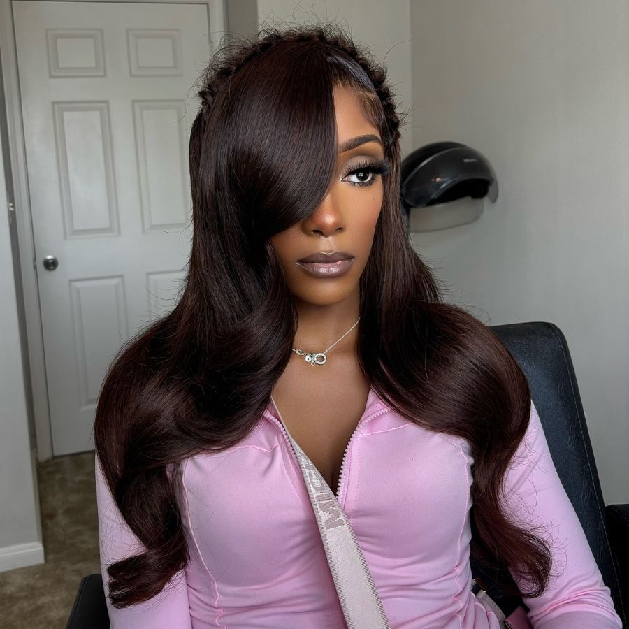 WOWANGEL 2 Cacao Brown 7X6 Drawstring Glueless Wigs HD Lace Wigs - wowangel