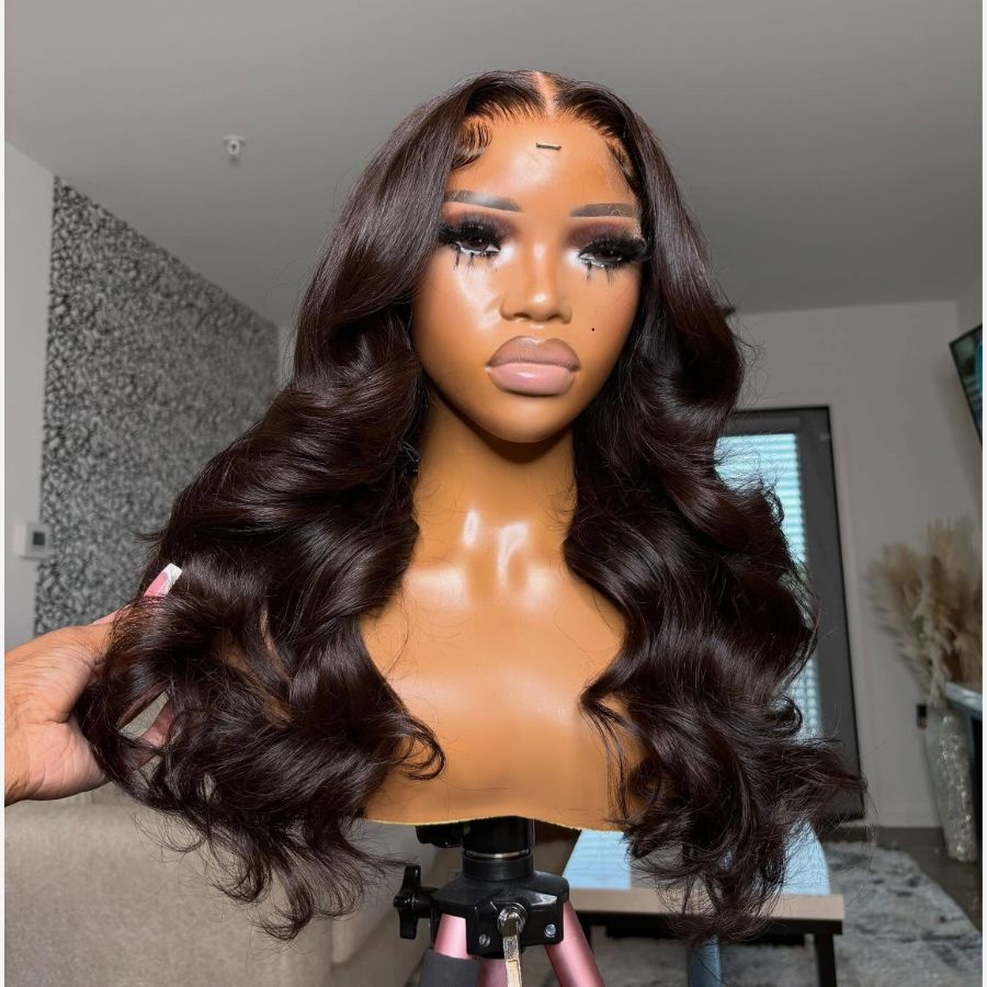 WOWANGEL 2 Cacao Brown 7X6 Drawstring Glueless Wigs HD Lace Wigs - wowangel