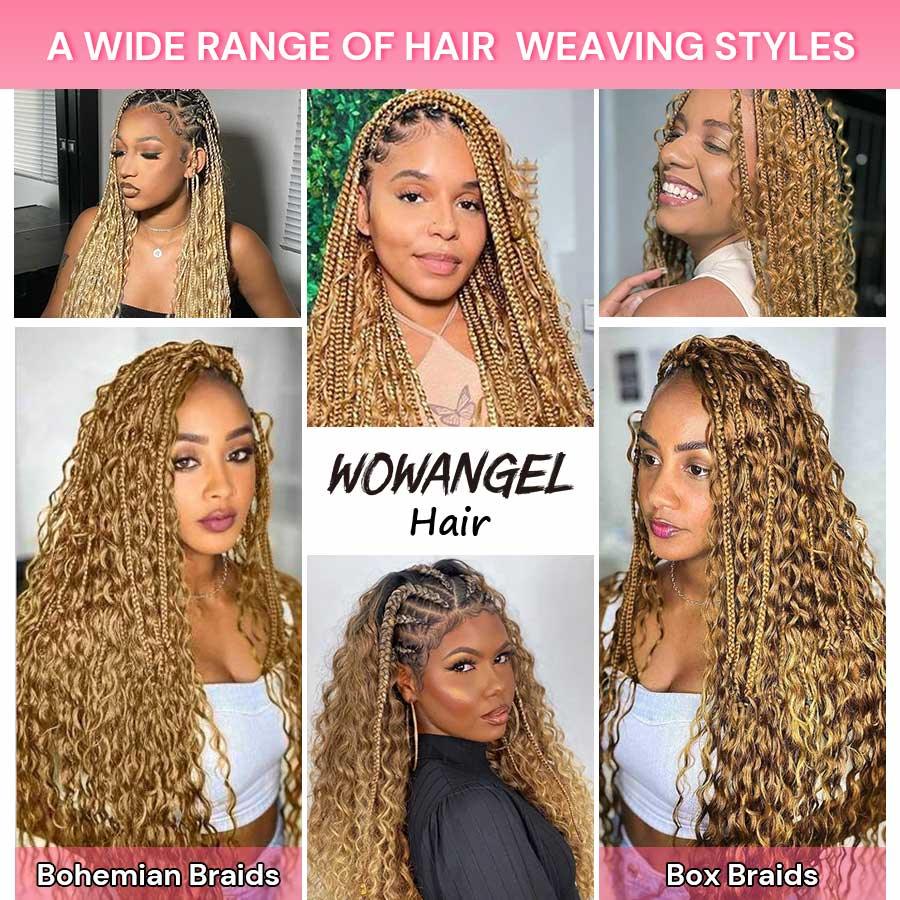 WOWANGEL 27# Color Bulk Human Hair for Braiding Deep Wave 50g/bundle *2 - wowangel