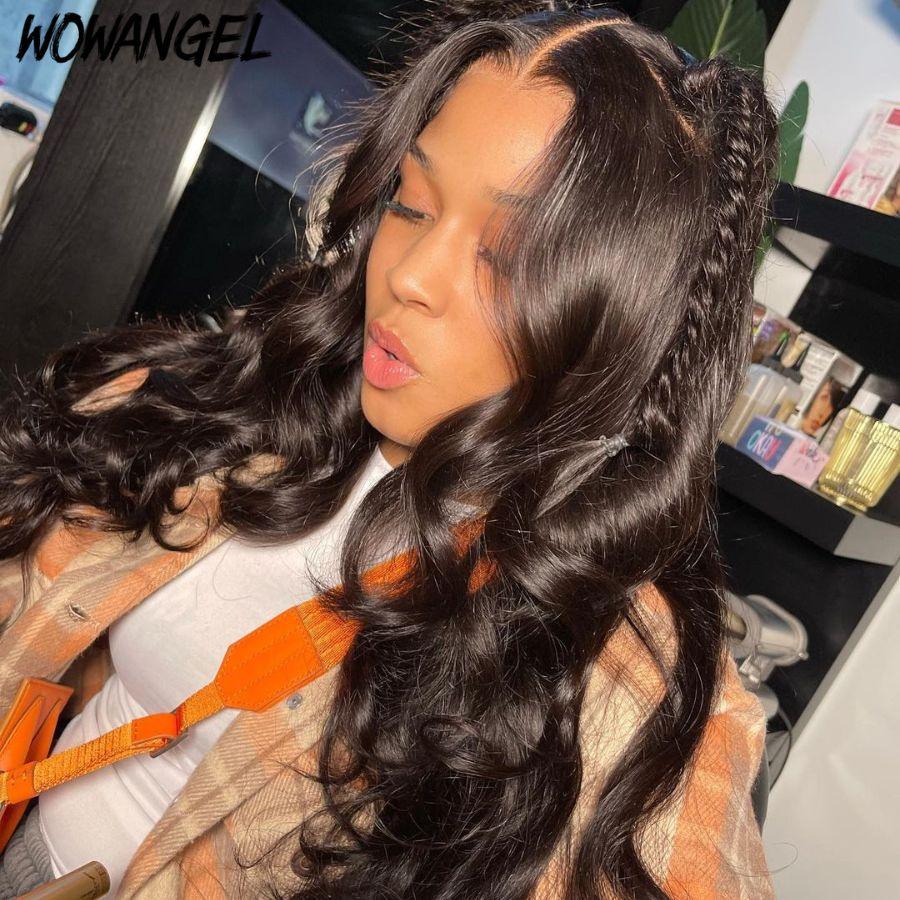 WOWANGEL 360 Invisible Strap HD Lace Wig Body Wave Pre Plucked Clean Hairline - wowangel