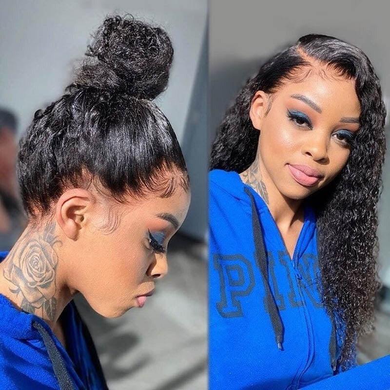 WOWANGEL 360 Invisible Strap HD Lace Wig Curly Pre Plucked Clean Hairline - wowangel
