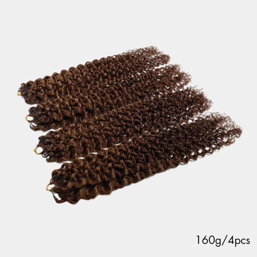 WOWANGEL 4 Brown Color Pre - Separated Feather Crochet Human Hair Extensions Kinky Curly - wowangel