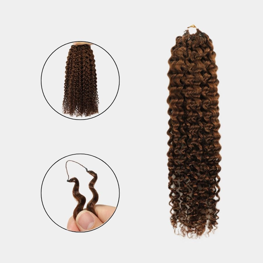 WOWANGEL 4 Brown Color Pre - Separated Feather Crochet Human Hair Extensions Kinky Curly - wowangel