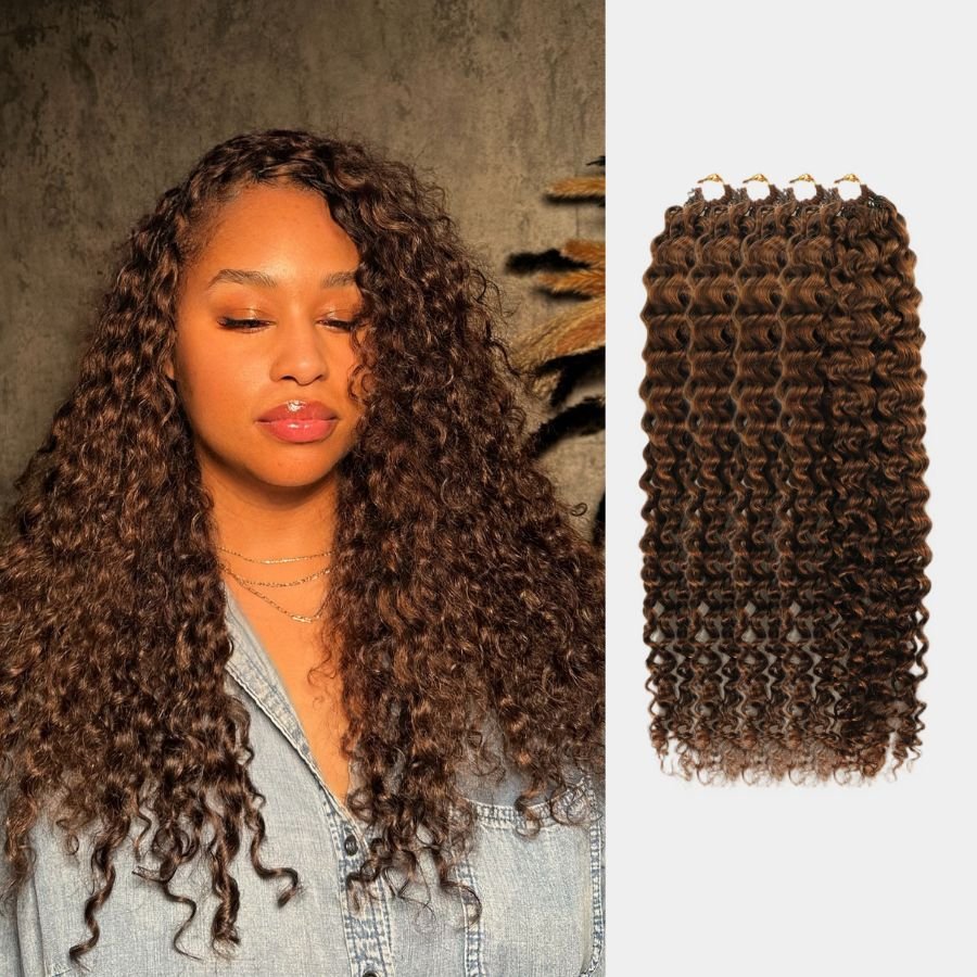 WOWANGEL 4 Brown Color Pre-Separated Feather Crochet Human Hair Extensions Kinky Curly for Miracle Knots Boho Braids - wowangel