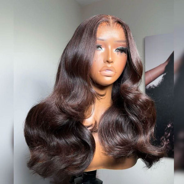 WOWANGEL #4 Dark Brown 7X6 Drawstring Glueless Wigs HD Lace Wigs