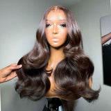 WOWANGEL 4 Dark Brown 7X6 Drawstring Glueless Wigs HD Lace Wigs - wowangel