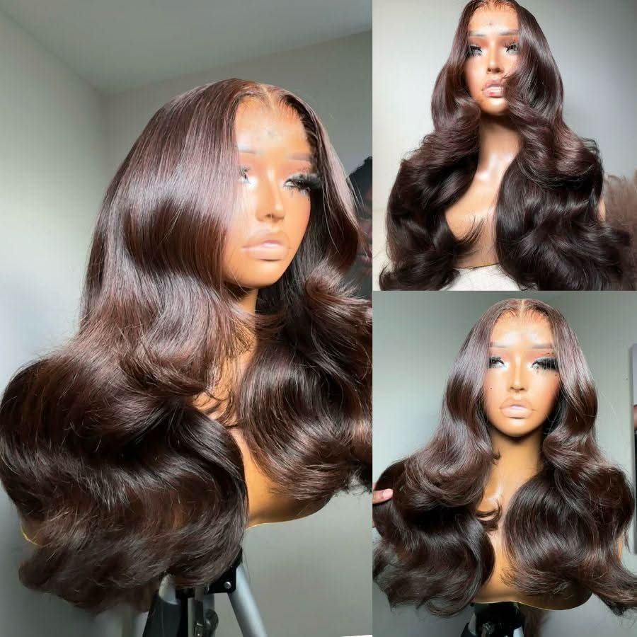 WOWANGEL 4 Dark Brown 7X6 Drawstring Glueless Wigs HD Lace Wigs - wowangel