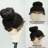 WOWANGEL 4C Edges Hairline 360 Invisible Strap HD Lace Wig Curly - wowangel