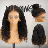 WOWANGEL 4C Edges Hairline 360 Invisible Strap HD Lace Wig Curly - wowangel