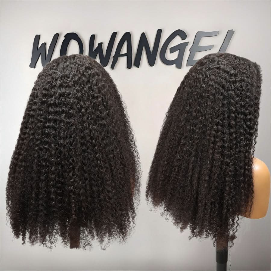 WOWANGEL 4C Edges Hairline 360 Invisible Strap HD Lace Wig Deep Curly - wowangel