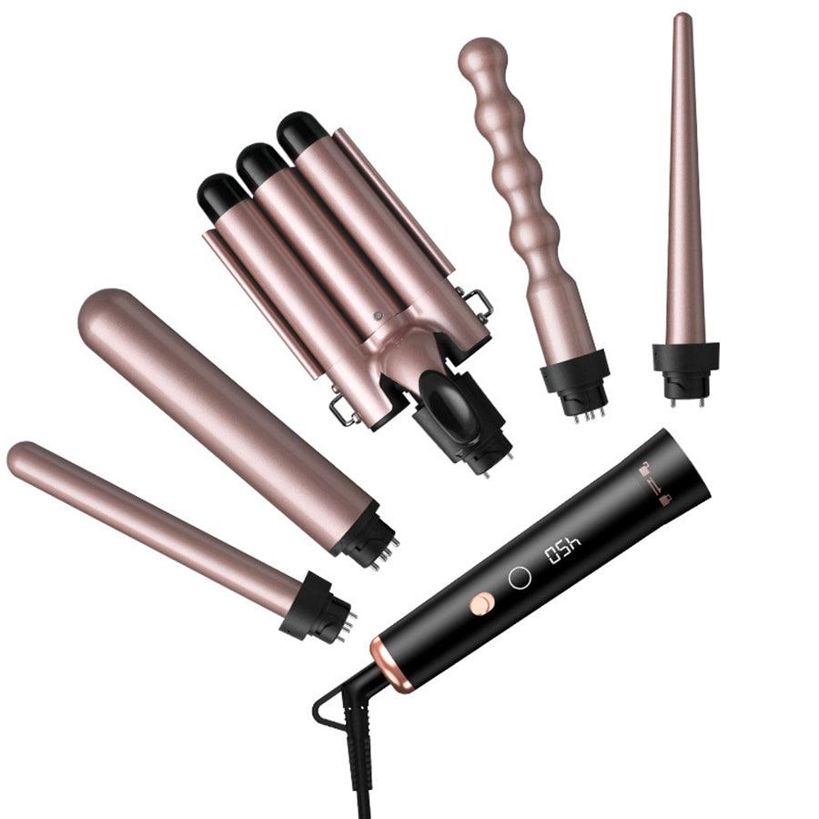 Multifunctional curling wand set with five attachments