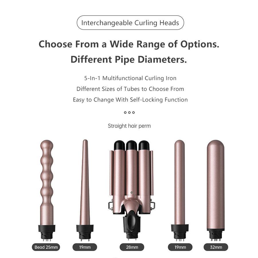 Interchangeable curling heads with various pipe diameters