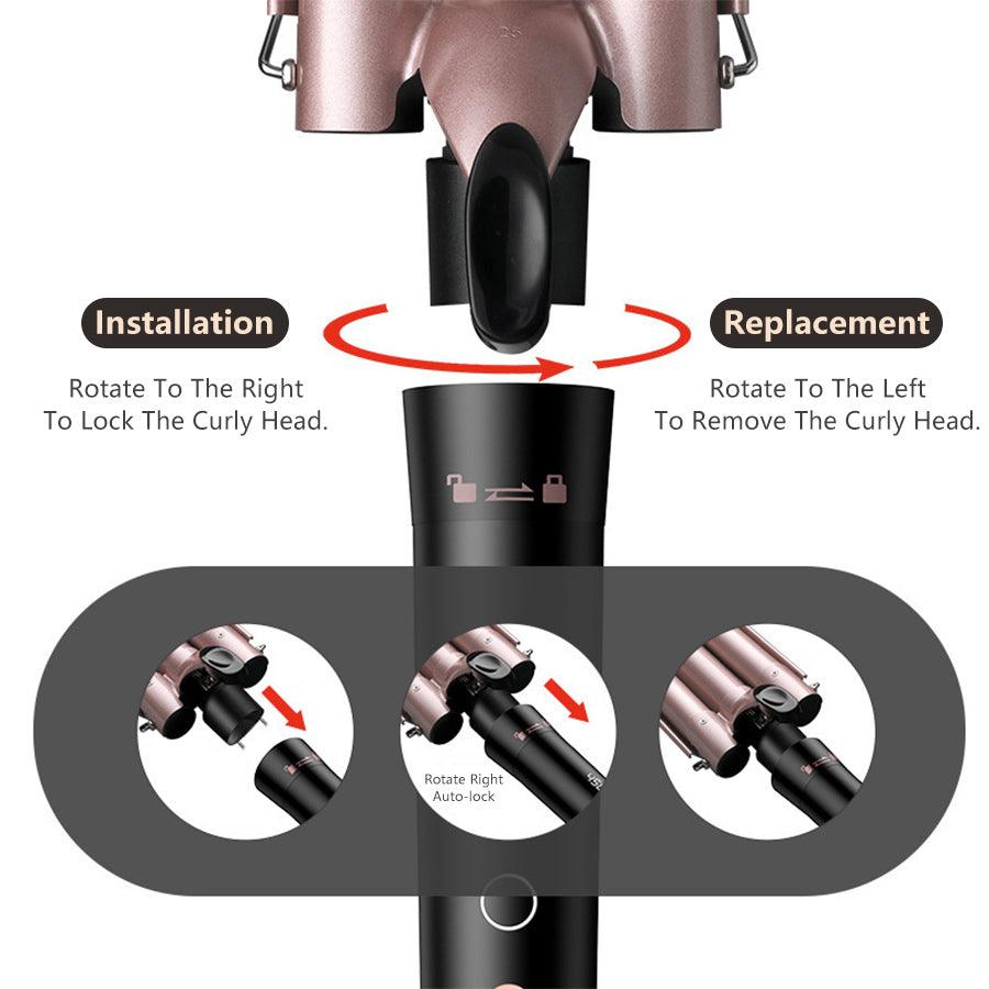 Installation and replacement guide for curling heads