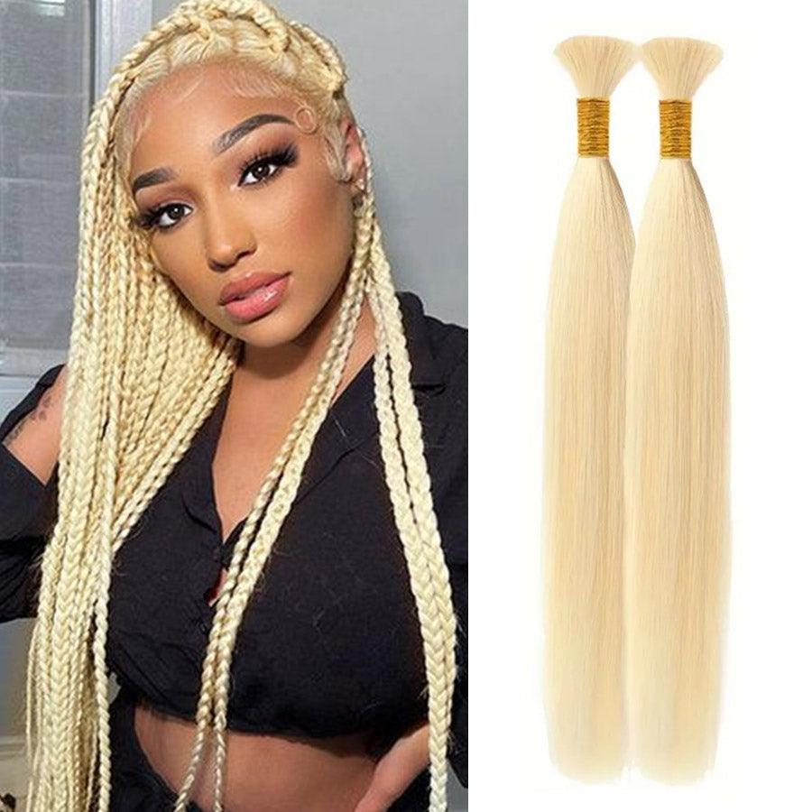 WOWANGEL 613# Blonde Bulk Human Hair for Braiding Straight 50g/bundle *2 - wowangel