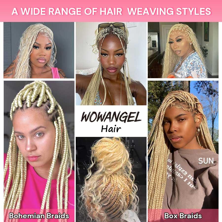 WOWANGEL 613# Blonde Bulk Human Hair for Braiding Straight 50g/bundle *2 - wowangel