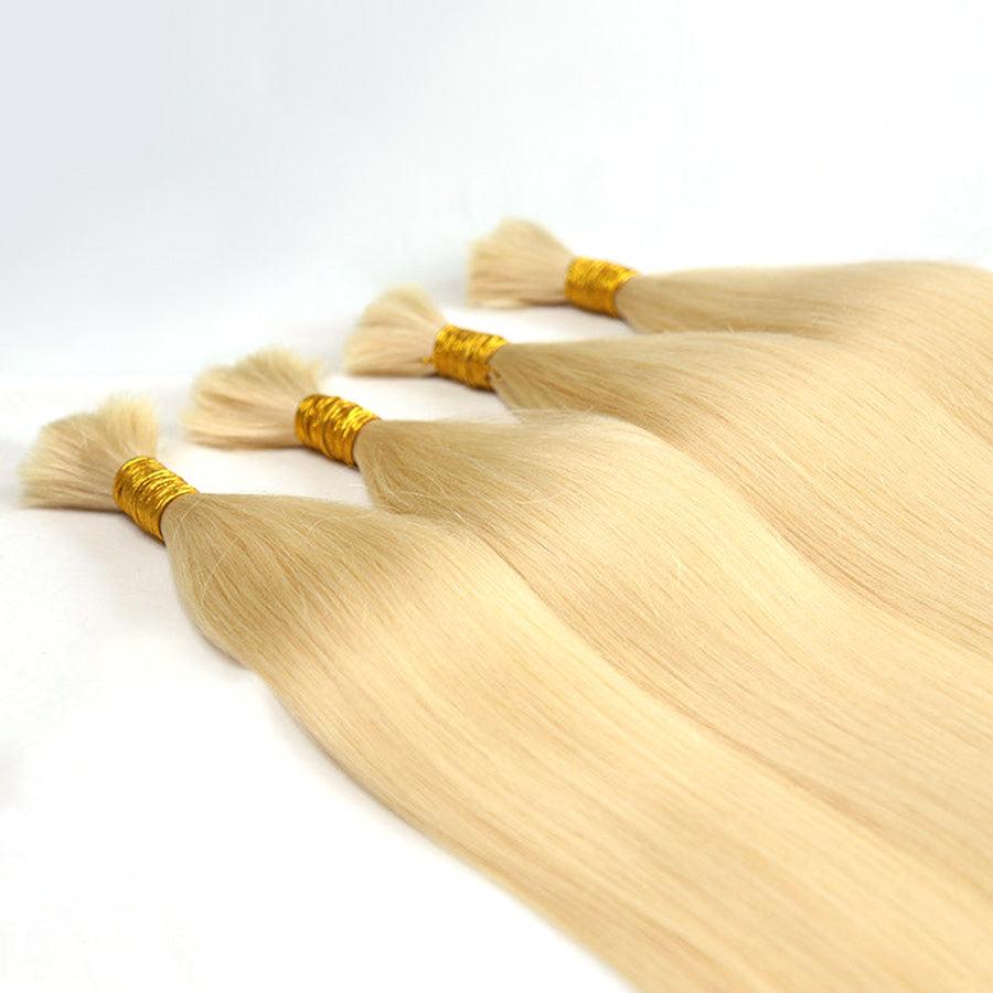 WOWANGEL 613# Blonde Bulk Human Hair for Braiding Straight 50g/bundle *2 - wowangel