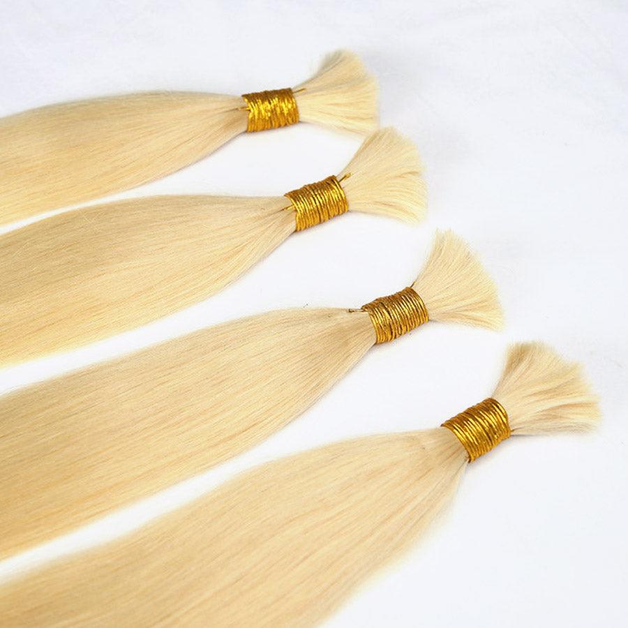 WOWANGEL 613# Blonde Bulk Human Hair for Braiding Straight 50g/bundle *2 - wowangel