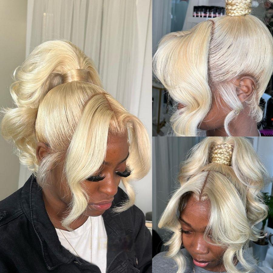 Blonde full lace wig with body wave style