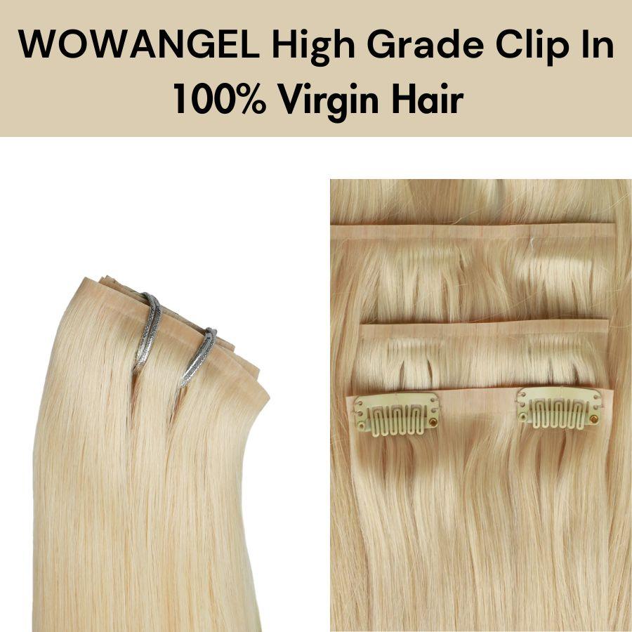 WOWANGEL 613# Blonde Seamless Clip In Hair Extensions Straight - wowangel