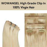 WOWANGEL 613 Blonde Seamless Clip Ins Hair Extensions Straight - wowangel