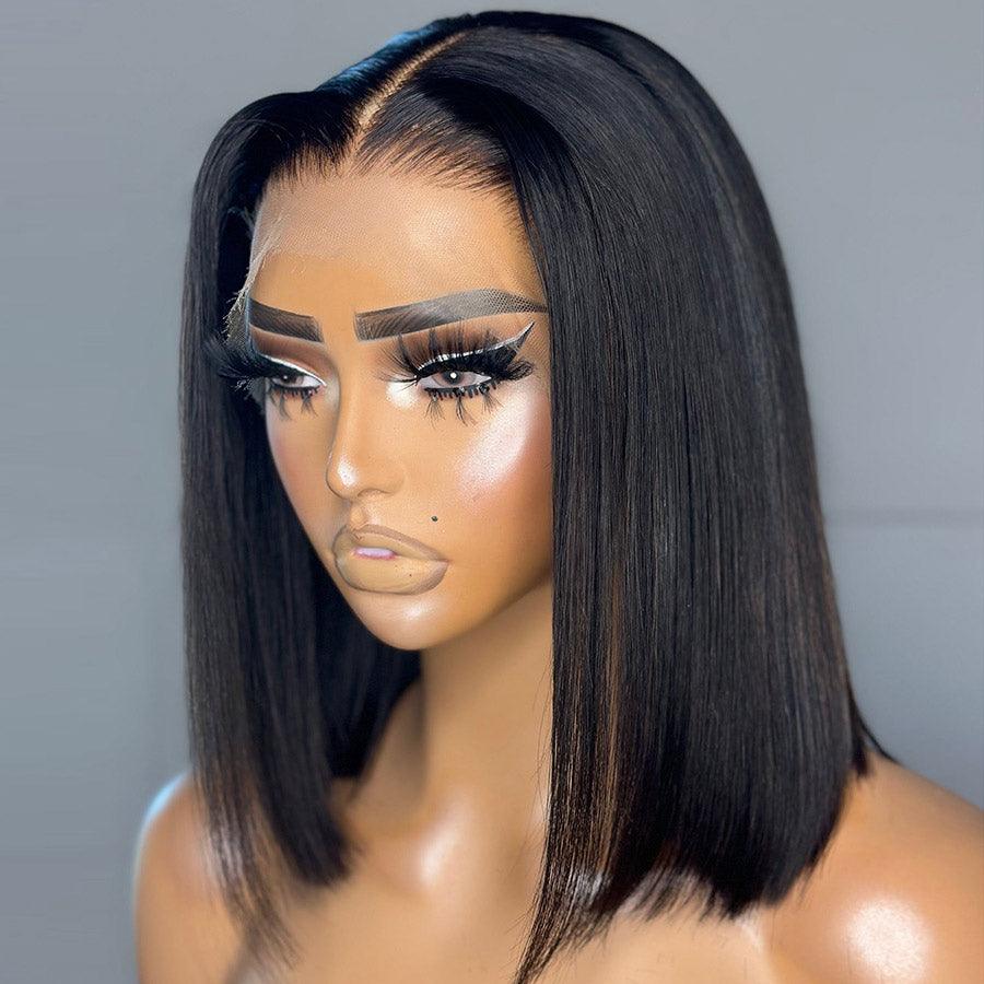 Side view of WOWANGEL HD Lace Straight Bob Wig