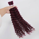 WOWANGEL 99J Burgundy Color Bulk Human Hair for Braiding Deep Wave 100g - wowangel