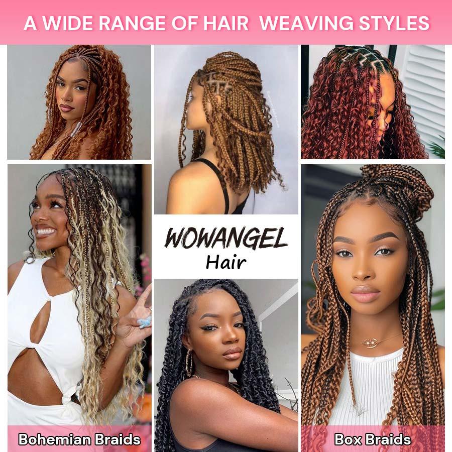 Various braiding styles with Wowangel hair extensions.