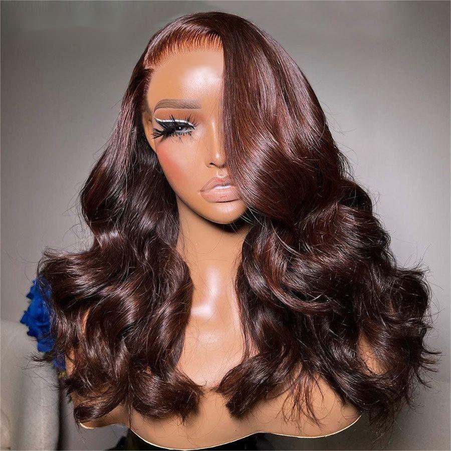 WOWANGEL 9X6 Wear Go Glueless Wig Dark Reddish Brown HD Lace Wigs Body Wave - wowangel