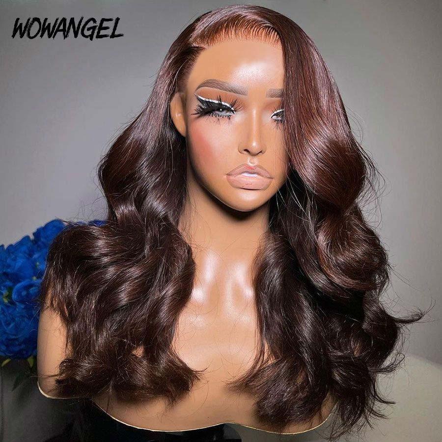 WOWANGEL 9X6 Wear Go Glueless Wig Dark Reddish Brown HD Lace Wigs Body Wave - wowangel