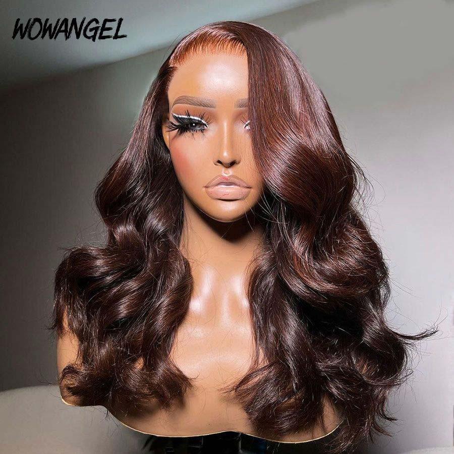 WOWANGEL 9X6 Wear Go Glueless Wig Dark Reddish Brown HD Lace Wigs Body Wave - wowangel