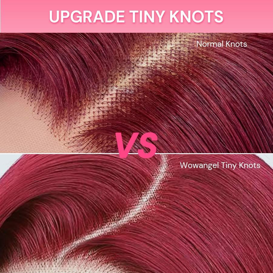 Comparison of normal knots vs WOWANGEL tiny knots on lace wig.