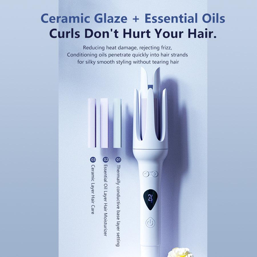 Ceramic glaze curling iron with essential oils