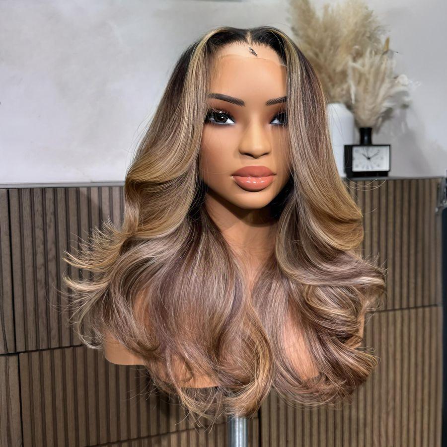 WOWANGEL Balayage 13X6 HD Lace Frontal Wig Premium Raw Hair Highlight Wigs - wowangel