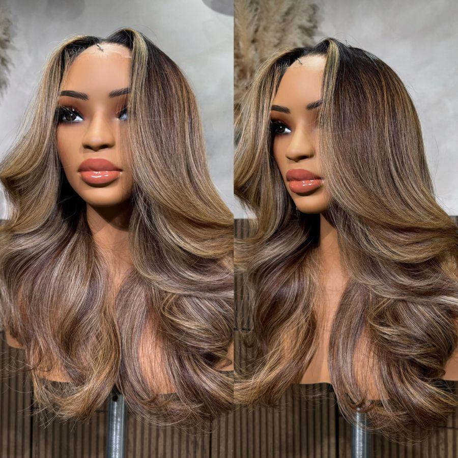 WOWANGEL Balayage 13X6 HD Lace Frontal Wig Premium Raw Hair Highlight Wigs - wowangel