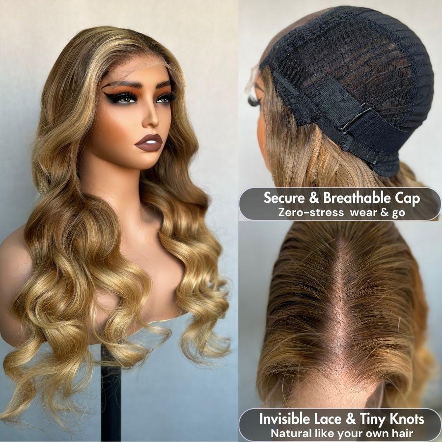 WOWANGEL Wig with secure cap and invisible lace details