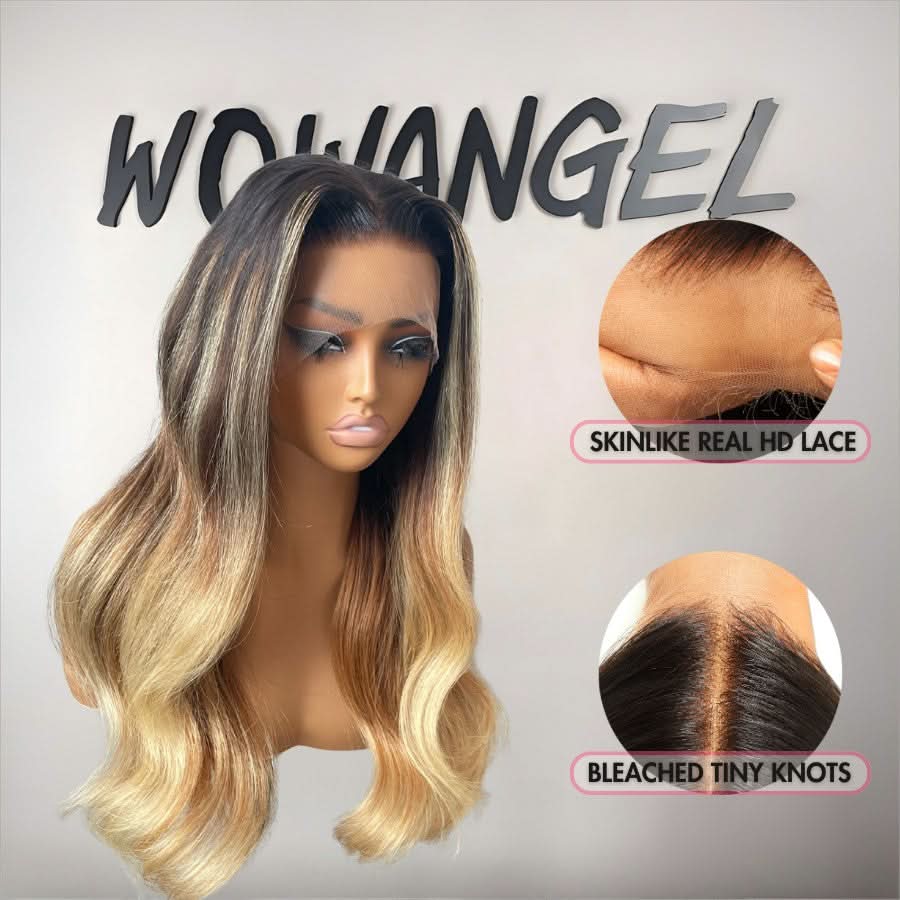 WOWANGEL Balayage Blonde Premium Raw Hair 13X6 HD Lace Frontal Wig - wowangel