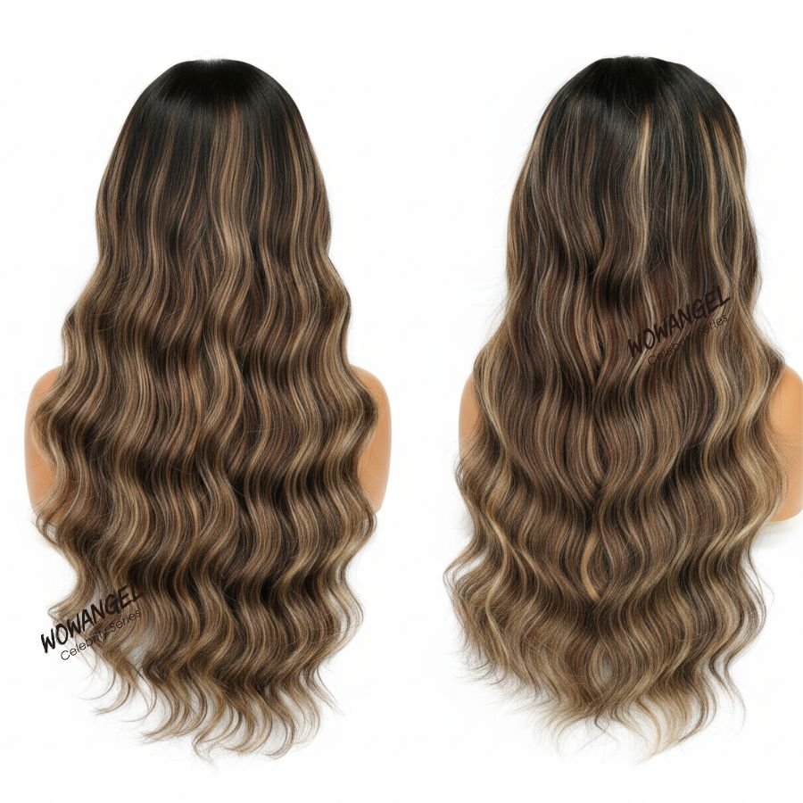 WOWANGEL Blonde Balayage Highlights Premium Raw Hair 13X6 HD Lace Frontal Wig - wowangel