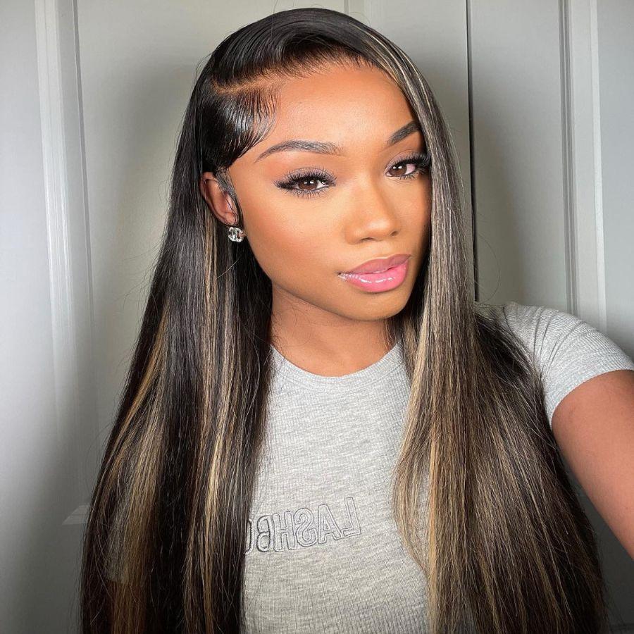 WOWANGEL Blonde Highlight 13x4 HD Lace Full Frontal Wig Straight Premium Raw Hair - wowangel