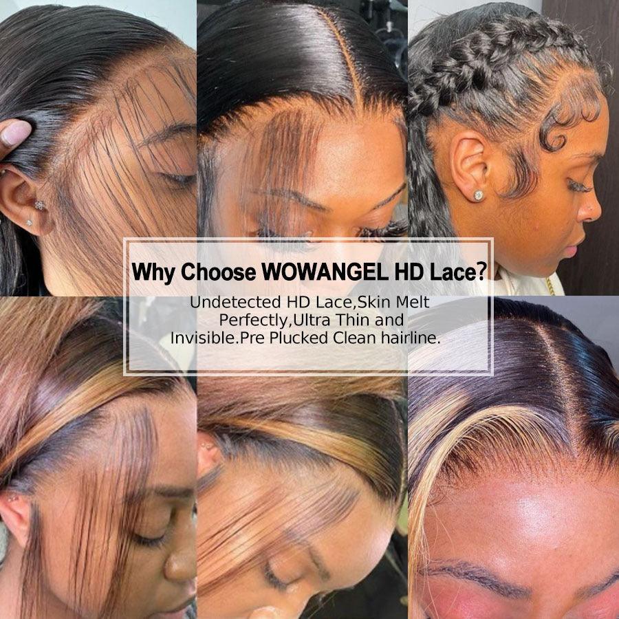 WOWANGEL Blonde Highlight 13X6 Skinlike Real HD Lace Front Wig Curly Hair - wowangel