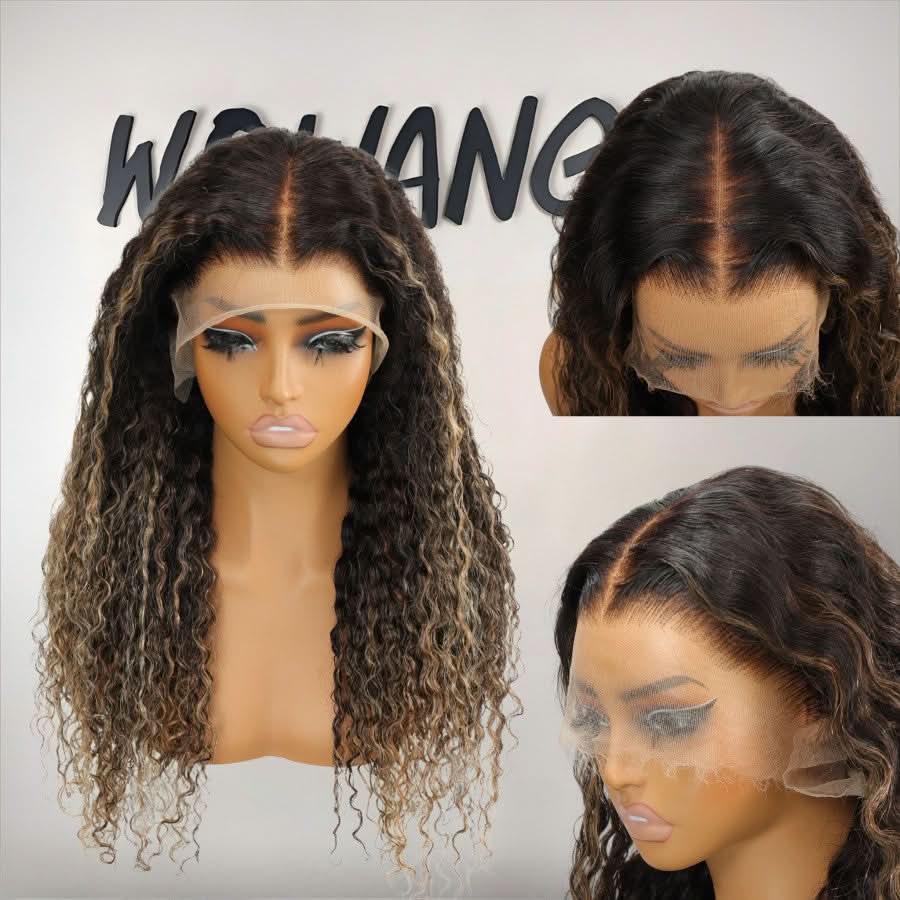 WOWANGEL Blonde Highlight 360 Invisible Strap HD Lace Wig Deep Wave Clean Hairline - wowangel