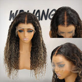 WOWANGEL Blonde Highlight 360 Invisible Strap HD Lace Wig Deep Wave Clean Hairline - wowangel