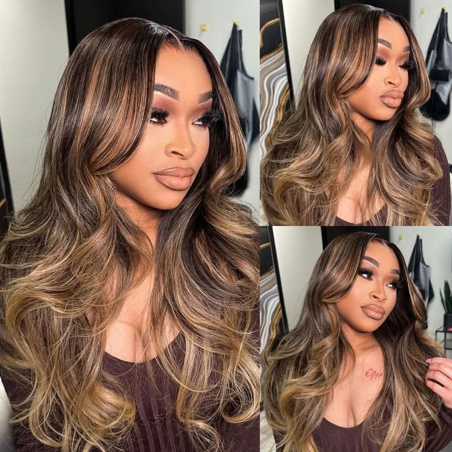 WOWANGEL Blonde Highlight 7X6 Drawstring Glueless Wigs HD Lace Wigs - wowangel