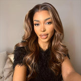 WOWANGEL Blonde Highlight HD Lace 13X6 Full Frontal Wig Body Wave Pre Plucked Hairline - wowangel
