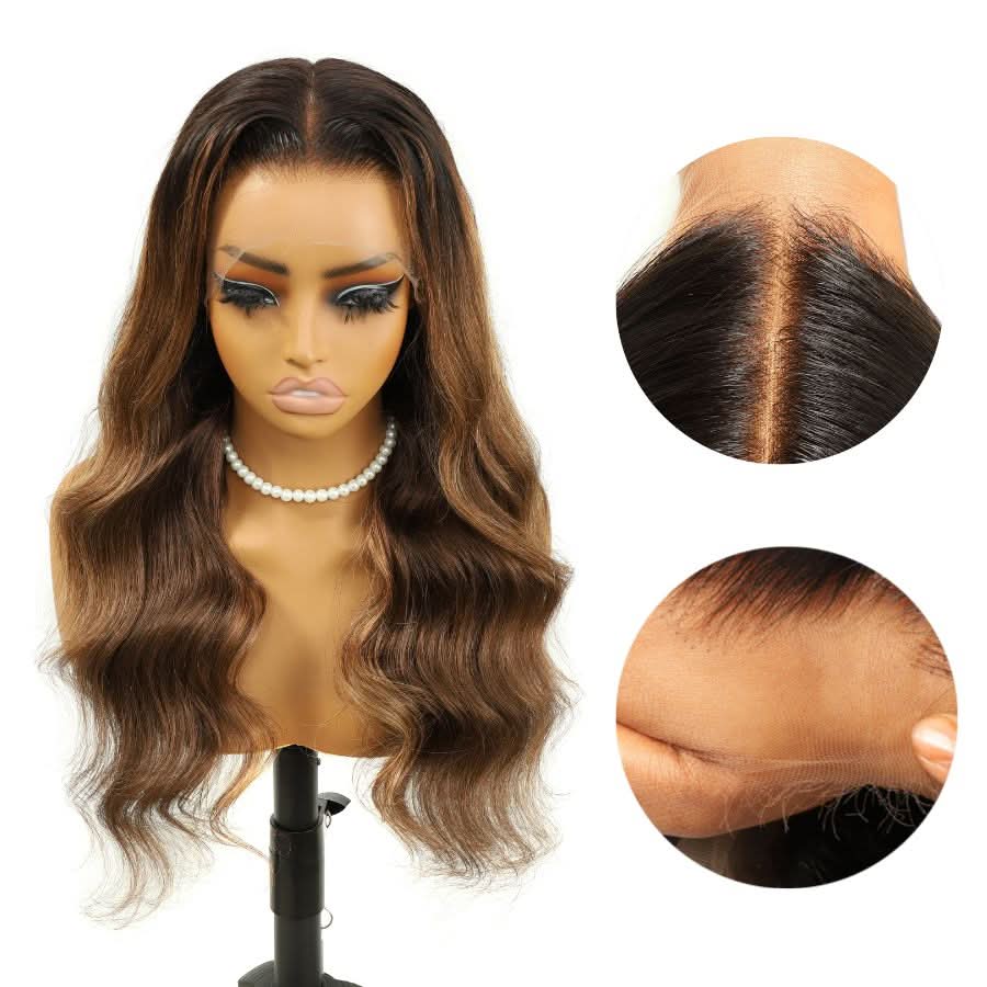 WOWANGEL Blonde Highlight HD Lace 13X6 Full Frontal Wig Body Wave Pre Plucked Hairline - wowangel