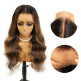 WOWANGEL Blonde Highlight HD Lace 13X6 Full Frontal Wig Body Wave Pre Plucked Hairline - wowangel