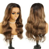 WOWANGEL Blonde Highlight HD Lace 13X6 Full Frontal Wig Body Wave Pre Plucked Hairline - wowangel