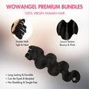 WOWANGEL Body Wave Raw Hair Bundles Deal 3pcs 100% Human Virgin Hair Weaves - wowangel