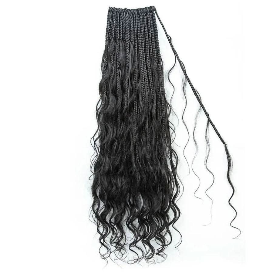 WOWANGEL Boho Crochet Box Braids with Human Hair Curls Loose Wave Pre - Looped Crochet Hair - wowangel